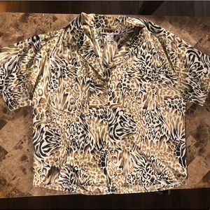 Vintage Jordan Animal Print Short Sleeve Button Up